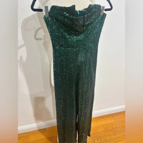 Black Halo Lena Jumpsuit in green, Size: 0 - Picture 6 of 15